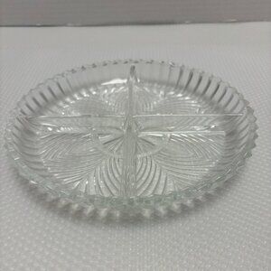 Heavy Lead Crystal Vintage Scalloped 4 section serving dish 7" - 1547